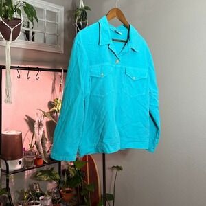 Sea Breeze by California Vintage Style Teal Blue Button Up Dress‎ L